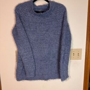 LC Lauren‎ Conrad Blue Fuzzy Knit Pullover Sweater Womens Medium
